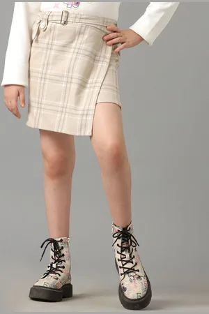 UNDER FOURTEEN ONLY Girls Checked Pure Cotton Skorts
