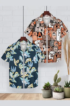 HELLCAT Boys Opaque Printed Casual Shirt Pack of 2