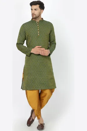 Sydney Heights Ethnic Motifs Woven Design Mandarin Collar Jacquard Kurta with Dhoti Pants