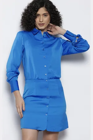 NA-KD Satin Shirt Style Mini Dress