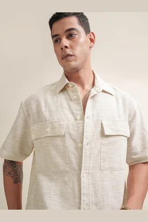 LocoMotive Premium Men Dobby Textured Pocket Oversized Casual Shirt