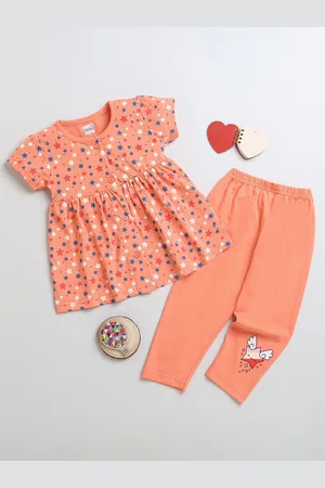 BUMZEE Infants Girls Printed Cotton Top with Trousers
