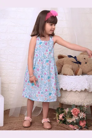 Nauti Nati Girls Floral Printed Cotton Fit and Flare Dress
