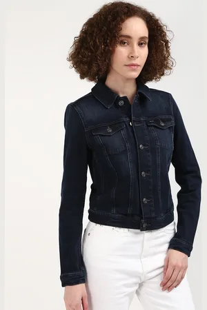 Tommy Hilfiger Women Solid Spread Collar Crop Denim Jacket