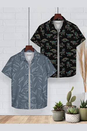 HELLCAT Boys Pack of 2 Conversational Printed Cotton Casual Shirt