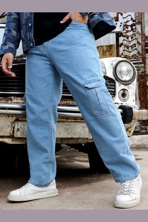 Instafab Men Comfort Relaxed Fit Clean Look Cotton Stretchable Cargo Styles Jeans