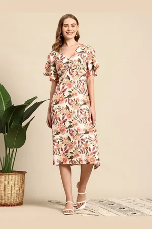 Mast & Harbour Floral Printed Flutter Sleeves Sheath Maxi Dress