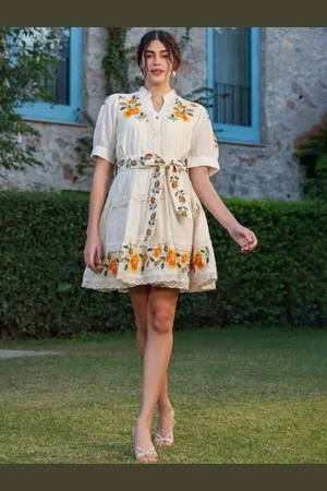 AUTUMN LANE Floral Printed Cotton Fit & Flare Mini Dress