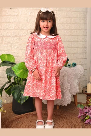 Nauti Nati Girls Floral Print Peter Pan Collar Puff Sleeve Empire Dress