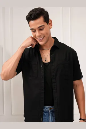 Highlander Men Solid Safari Stylised Pocket Relaxed shirt
