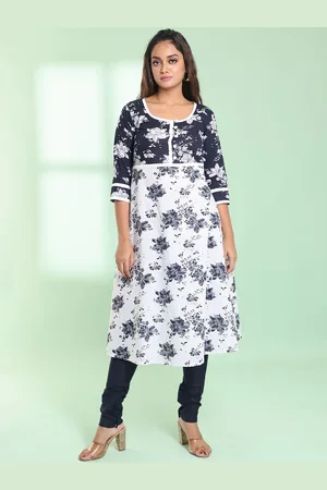 Charukriti Women Dyed Keyhole Neck Thread Work Pathani Kurta