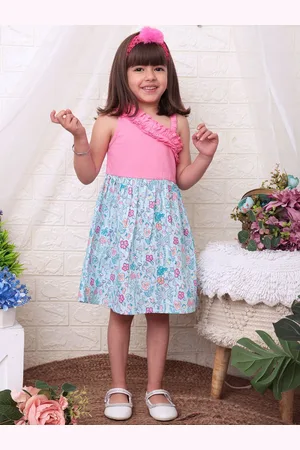 Nauti Nati Girls Floral Printed Sleeveless Ruffled Cotton Fit & Flare Dress