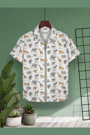 HELLCAT Boys Cotton Printed Opaque Casual Shirt