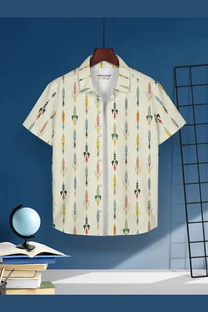 HELLCAT Boys Cotton Printed Opaque Casual Shirt