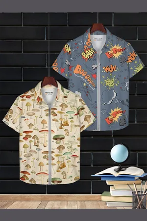 HELLCAT Boys Convectional Cotton Regular Sleeves Opaque Casual Shirt