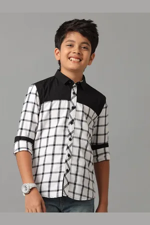 UNDER FOURTEEN ONLY Boys Tartan Checks Opaque Checked Casual Shirt