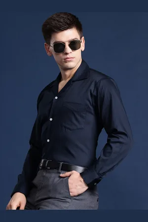 HANCOCK Men Self Design Cotton Stretch Cuban Collar Relaxed Fit Party Shirt