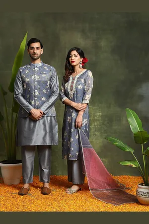 AKS Mandarin Collar Kurta with Trousers & Nehru Jacket