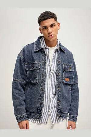 The Bear House Men Solid Spread Collar Jacket