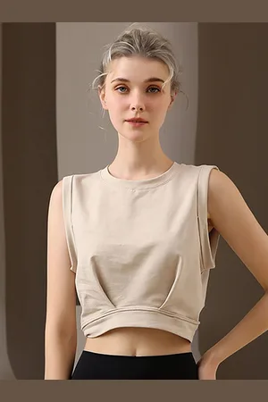 LULU & SKY Women Solid Cotton Crop Top
