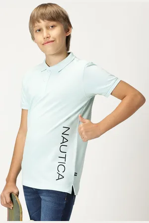 Nautica Boys Polo Collar Typography Printed T-shirt
