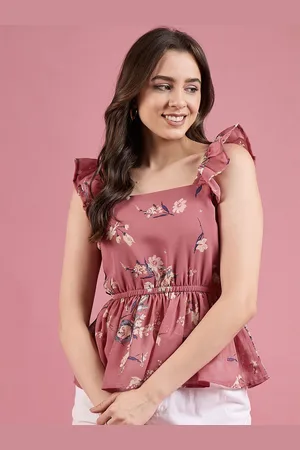 DressBerry Floral Printed Gathered Square Neck Peplum Top