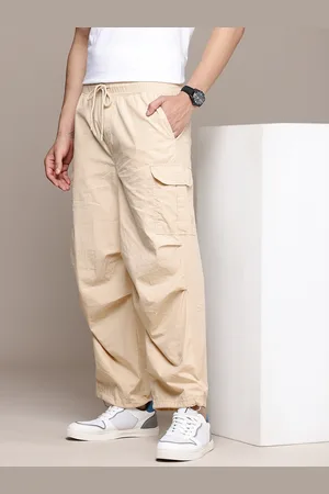 WROGN Men Pure Cotton Loose Fit Cargo Joggers