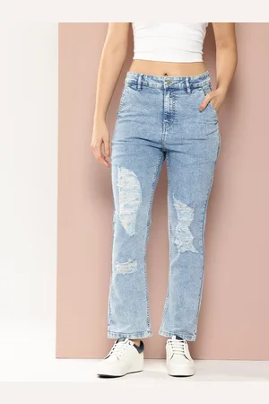 HARVARD Women Straight Fit Ripped Jeans
