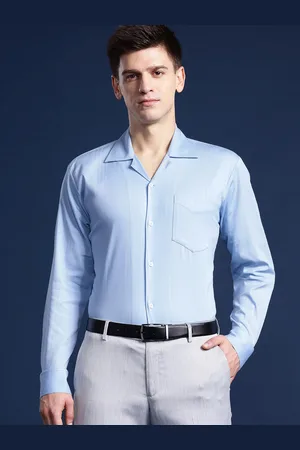 HANCOCK Men Self Design Cotton Stretch Cuban Collar Relaxed Fit Party Shirt