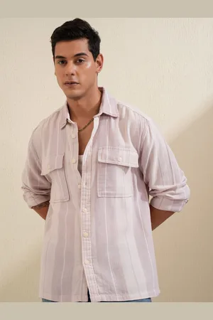 LocoMotive Men Striped Pocket Detailing Oversized Fit Casual Shirt