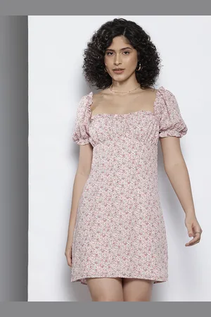 NA-KD Floral Print Puff Sleeve Mini Dress