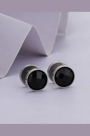 Carlton London Men Silver Plated Stainless Steel CZ Fancy Studs