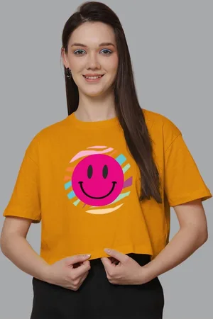 Friskers Women Cotton Printed Pockets Oversized T-shirt