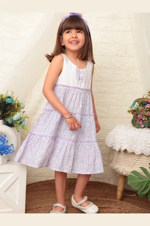 Nauti Nati Girls Floral Printed Sleeveless Round Neck A-Line Dress