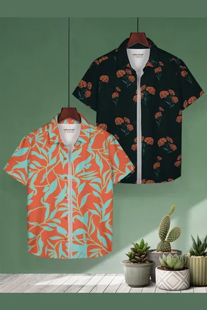 HELLCAT Boys Floral Cotton Opaque Printed Casual Shirt Pack of 2
