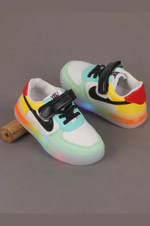 FEETWELL Kids Multicoloured Colourblocked PU Sneakers
