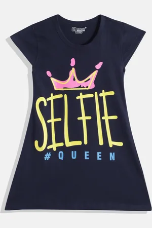 Eteenz Girls Premium Cotton Typography Print A-Line Dress