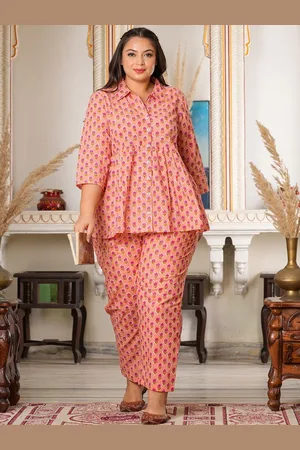 Kalini Women Printed Pure Cotton Shirt With Trousers Co-Ords set