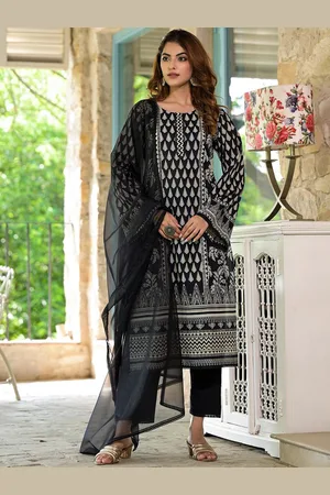 Divena World Geometric Printed Pure Cotton Straight Kurta With Trousers & Dupatta