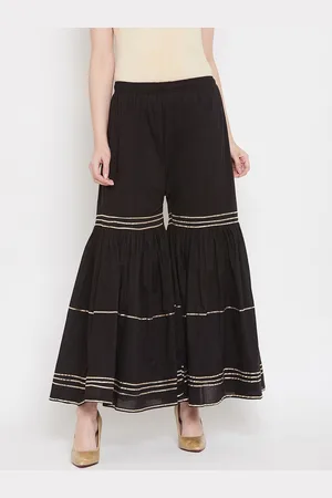 Castle Women Black & Gold-Toned Gota Stripes Sharara