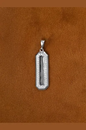 CLARA Men Rhodium-Plated 925 Sterling Silver Cubic Zirconia-Studded Geometric Pendant