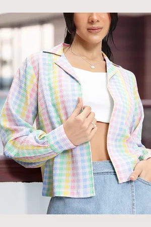 DressBerry Pixelated Plaid Checked Shirt