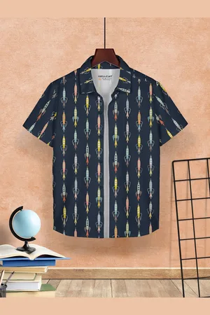 HELLCAT Boys Opaque Printed Casual cotton Shirt