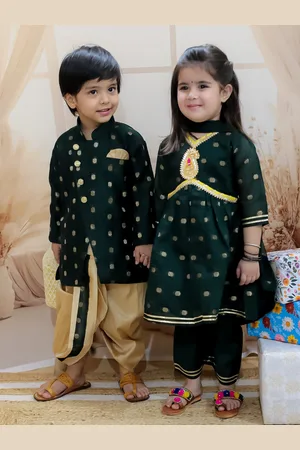 BownBee Boys Embroidered Regular Chanderi Silk Kurta with Pyjamas