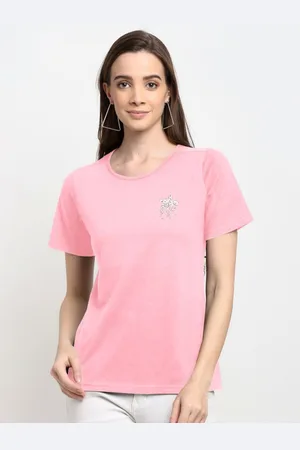 BRINN Women Solid Round Neck Cotton T-shirt