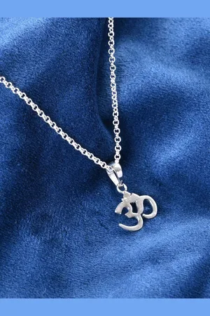 CLARA Men 925 Sterling Silver Rhodium-Plated Om Pendants With Chains