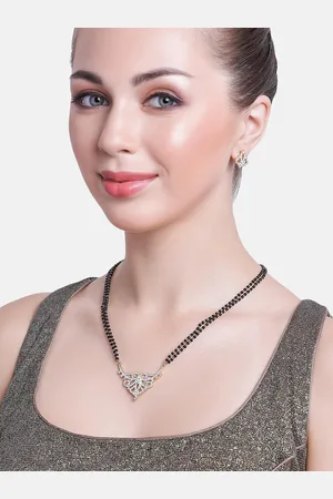 ESTELE Gold Plated Elegant Mangalsutra Necklace Set with Austrian Crystals for Women