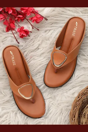 TRASE Tan Brown Ethnic Wedge Heels