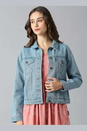 Dream of Glory Inc Women Washed Lightweight Outdoor Denim Jacket with Patchwork