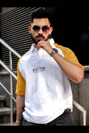 Maniac Men Printed Polo Collar Cotton Oversized Tshirt